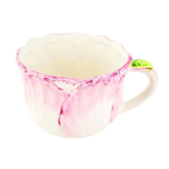 VTG 1992 THE BOMBAY CO Spring Blossoms Pink Tulip Tea Cup Saucer Dessert Plate - Picture 2 of 8